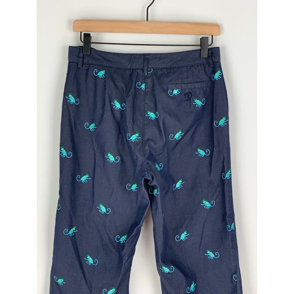 Lilly Pulitzer Circus Monkey Cropped Trouser Pants Women Size 6 Navy Embroidered - Picture 5 of 6